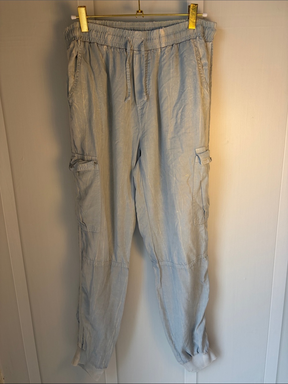 Light Blue Women’s Cargo Jogger Pants - Elastic Waist
